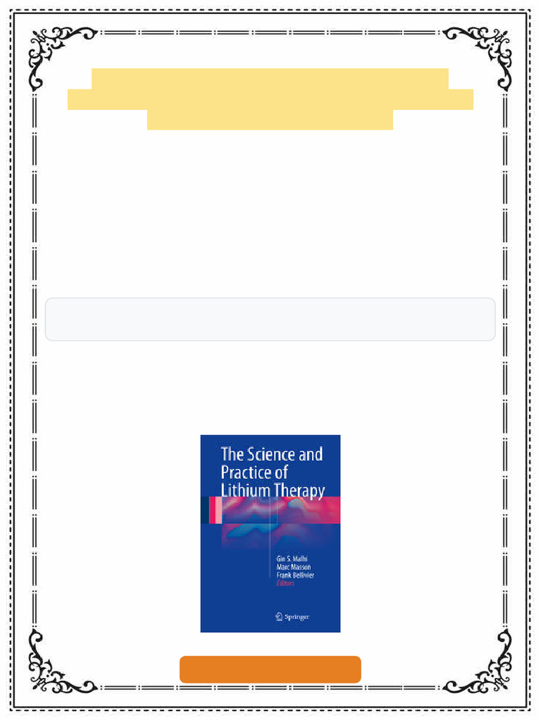 The Science and Practice of Lithium Therapy 1st Edition Gin S. Malhi Ebook  Clear PDF | PDF | Psychiatry | Mood Disorders