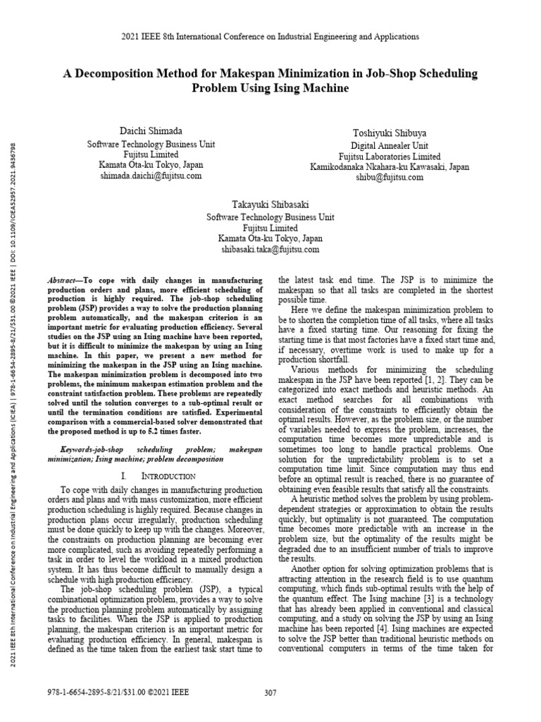 A Decomposition Method for Makespan Minimization in Job-Shop -- Daichi ...