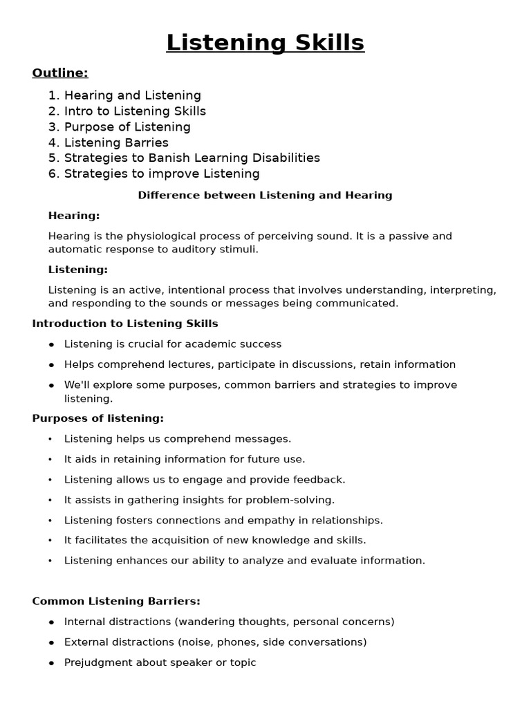 Mastering Effective Listening Skills | PDF | Psychology | Cognitive Science