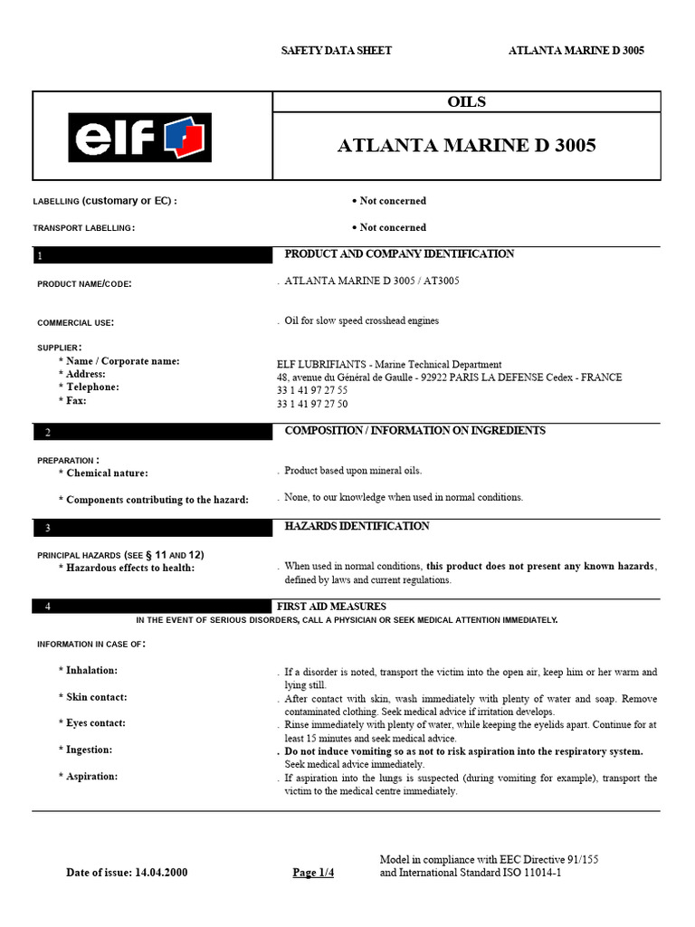 Atlanta Marine D 3005 Safety Data Sheet | PDF | Combustion | Firefighting