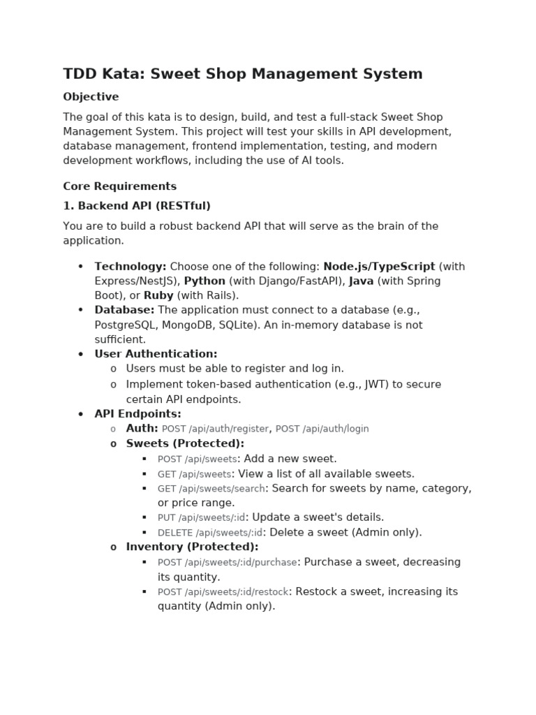 Sweet Shop Management System TDD Guide | PDF | Test Driven Development ...