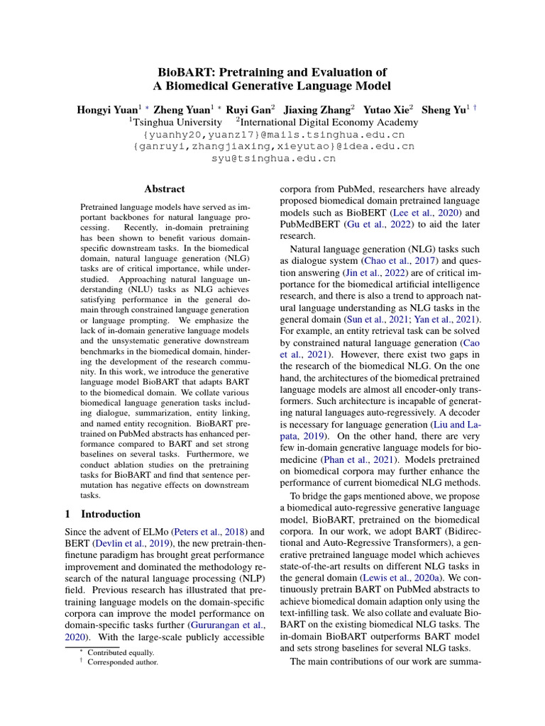 BioBART: Biomedical Language Model | PDF
