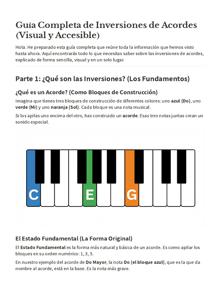 Inversiones de Acordes: Guía Visual | PDF | Acorde (Música) | Teoría ...