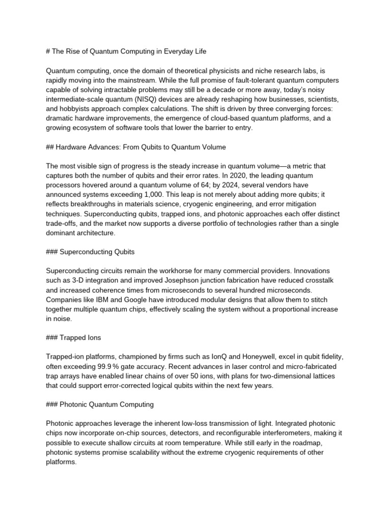 Quantum Computing's Impact on Daily Life | PDF | Quantum Computing ...