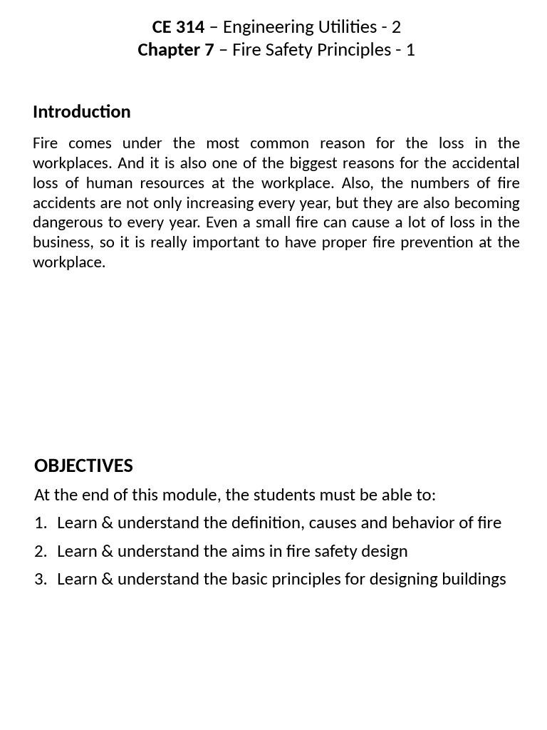 Engineering Utilities - 2 - Fire Safety Principles - 1 | PDF | Fires ...