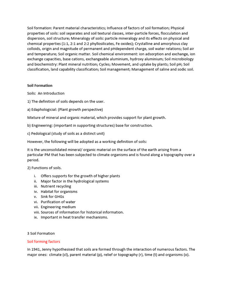 Soil Science Notes | PDF | Soil | Rock (Geology)