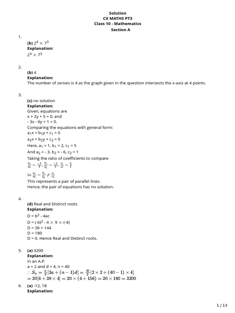Class 10 Mathematics Solutions Guide | PDF | Circle | Elementary Geometry