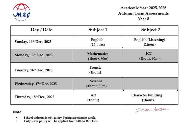 Year 8 Autumn Term Assessments 2025 | PDF