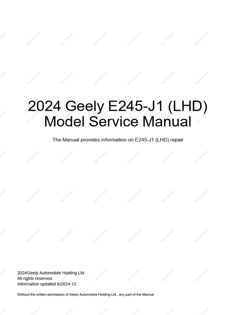 E245-J1 (LHD) Service Manual v1.0 | PDF
