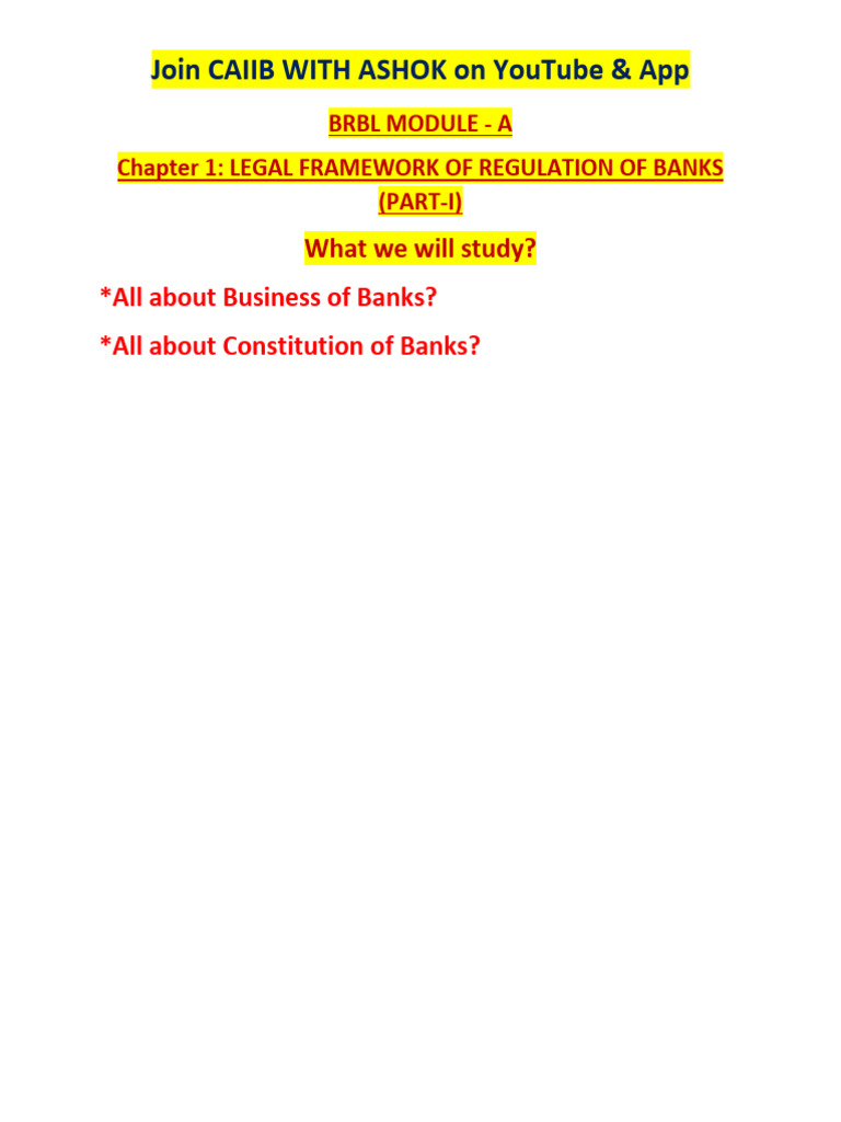 Legal Framework of Banking in India | PDF | Banks | Reserve Bank Of India
