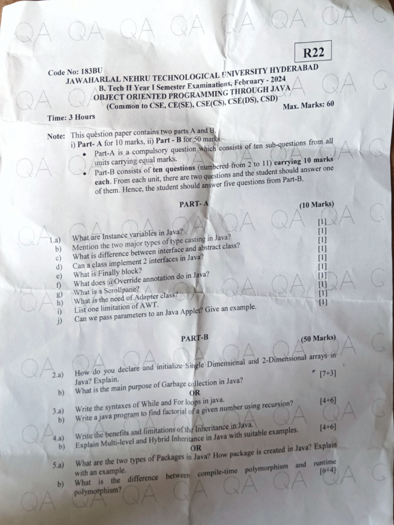 Java r22 Cse - Feb - 2024 | PDF