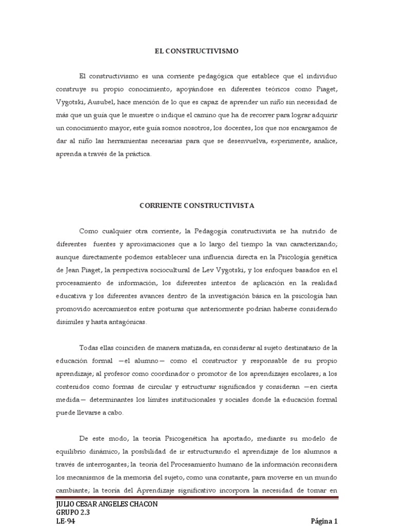 El Constructivismo | PDF | Constructivismo (filosofía de la educación ...