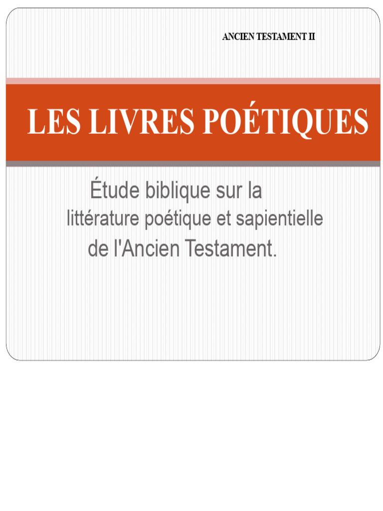 Analyse des Livres Poétiques de la Bible | PDF | Livre de Job | Ecclésiaste