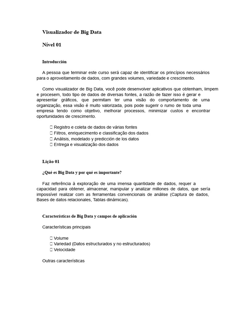 Curso de Visualização de Big Data | PDF | Big Data | Dados