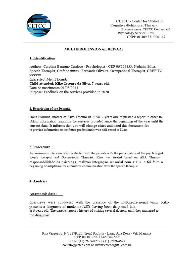 Alternative Model Multiprofessional Report | PDF | Psychology ...