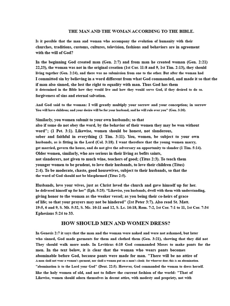 Biblical Roles of Men and Women | PDF | Acts Of The Apostles | Jesus