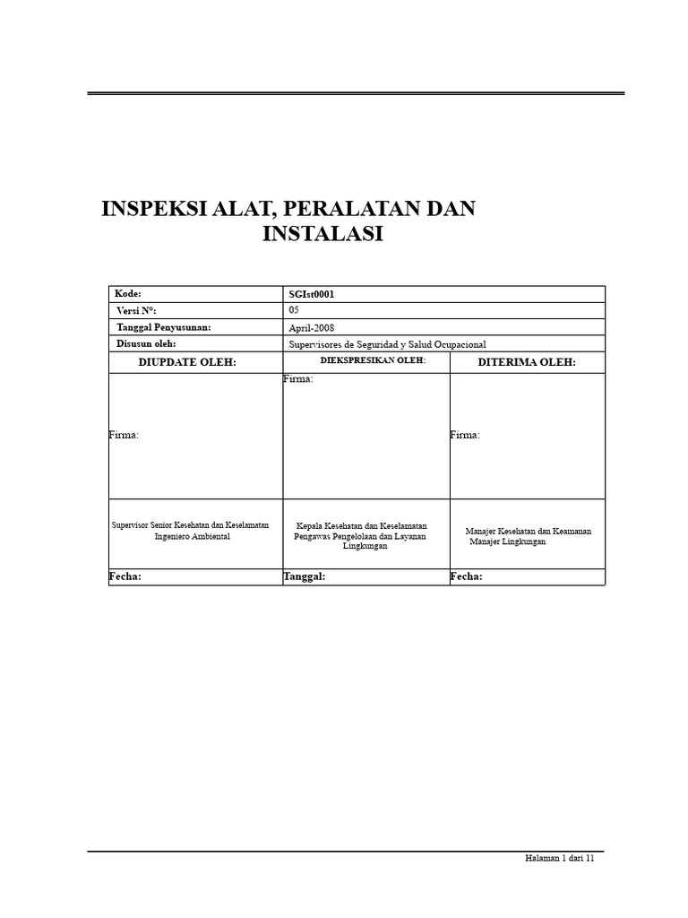 Pedoman Inspeksi Alat dan Peralatan | PDF
