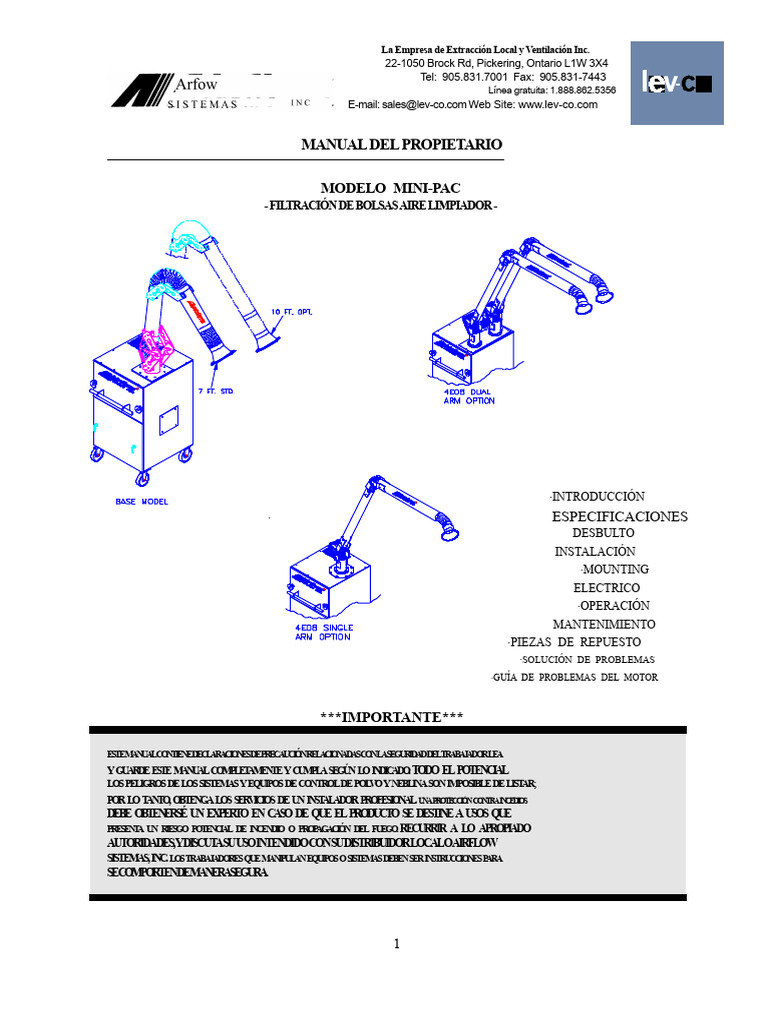 Manual del Propietario: Mini-PAC LEV | PDF | Electromagnetismo ...