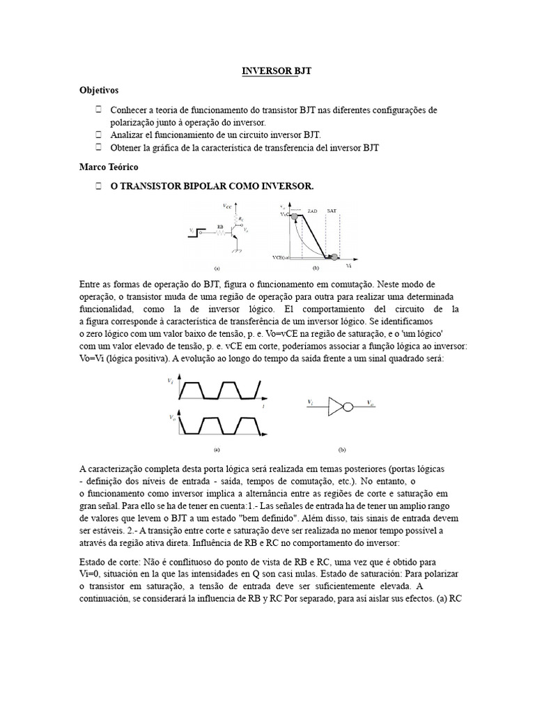 Funcionamento do Inversor BJT em Circuitos | PDF | Rede elétrica ...