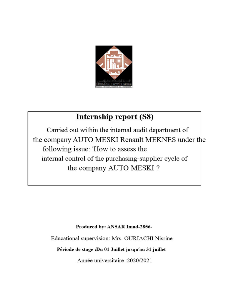 Internal Control Assessment Report | PDF | Internal Control | Audit