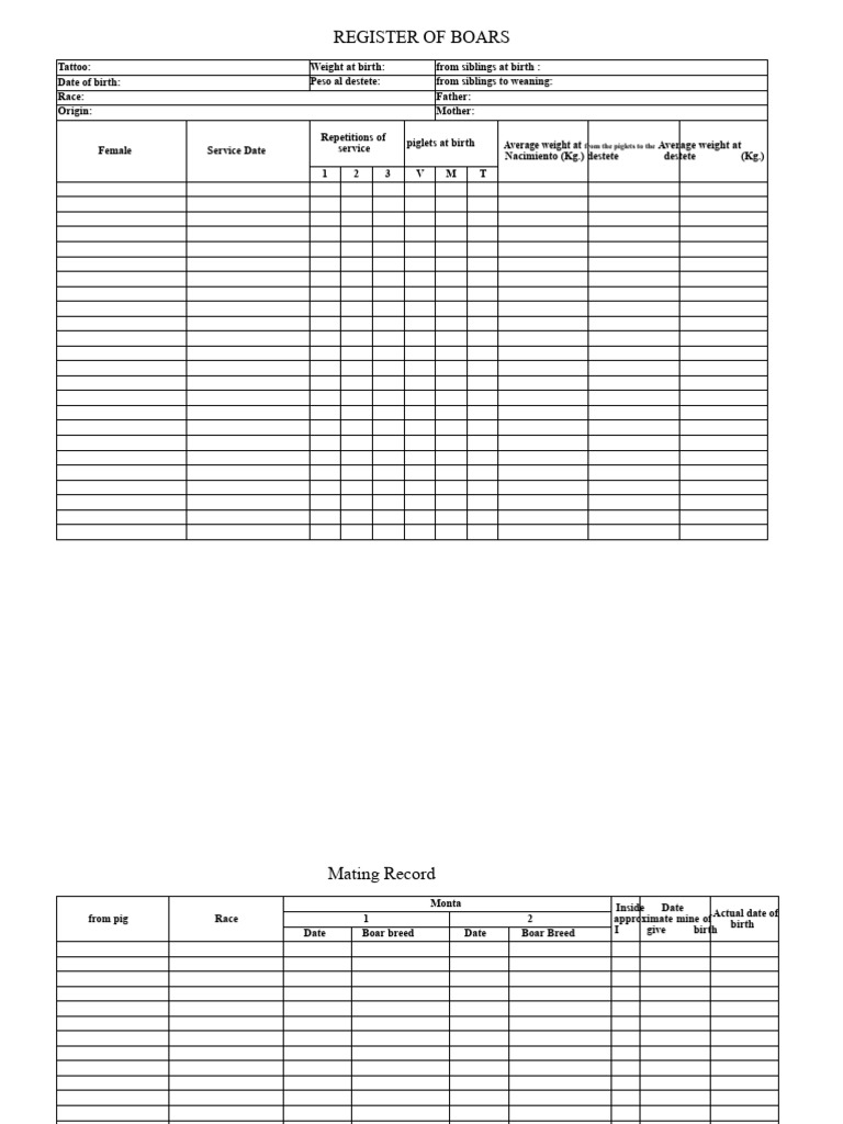 Boar and Breeding Sow Registration Guide | PDF | Pig | Wild Boar