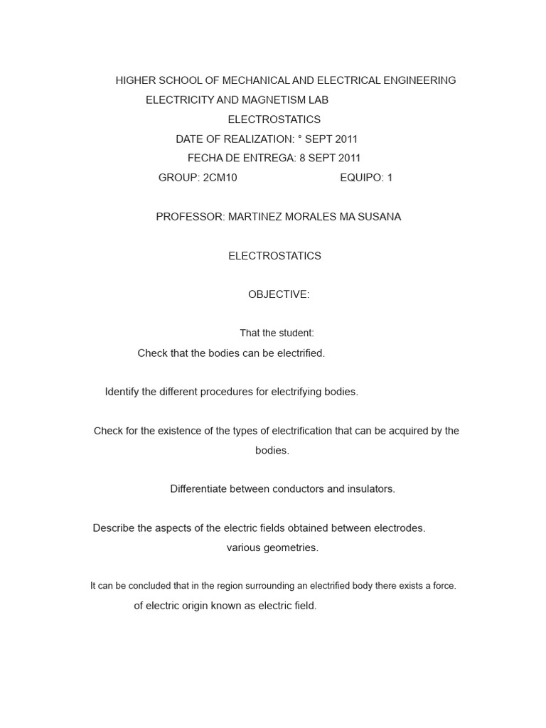 Electrostatics Lab Experiment Guide | PDF | Electric Charge | Electric ...