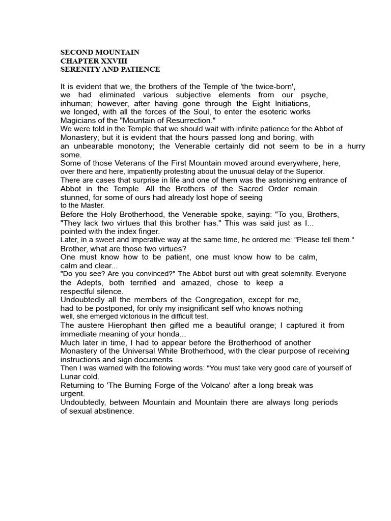 Patience and Serenity in Esoteric Initiation | PDF