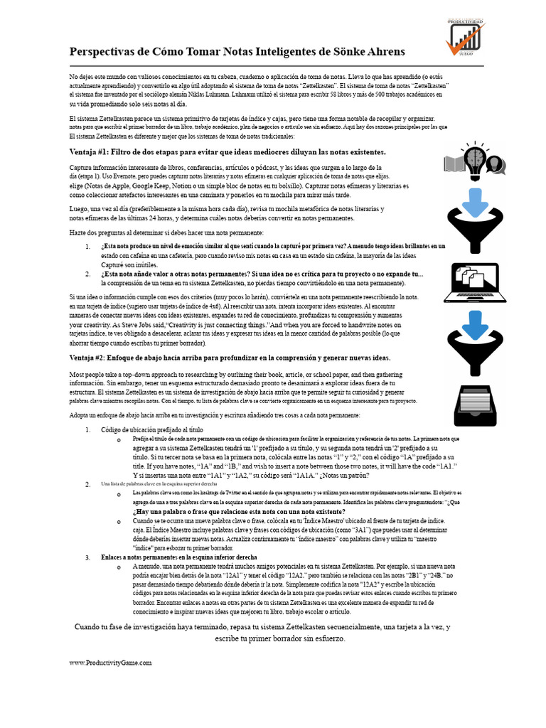 Cómo Usar Zettelkasten para Tomar Notas | PDF
