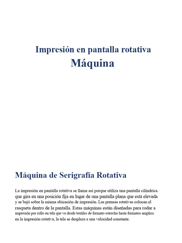 Impresión en Pantalla Rotativa: Proceso y Ventajas | PDF | Textiles ...