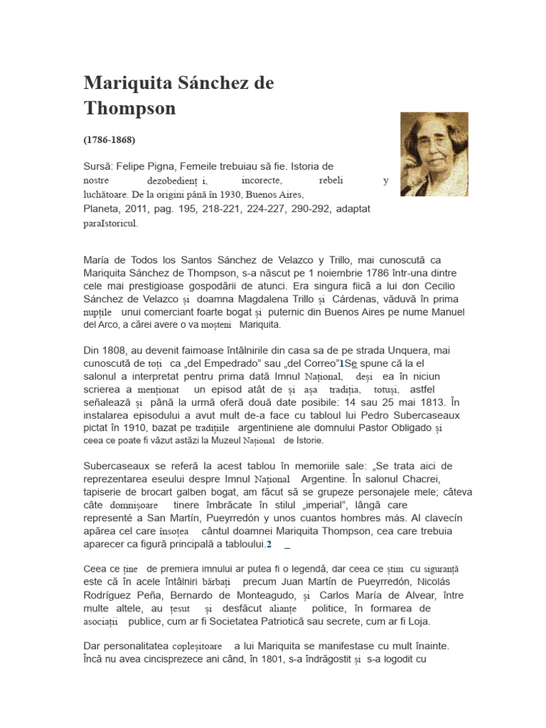 Mariquita Sánchez de Thompson | PDF