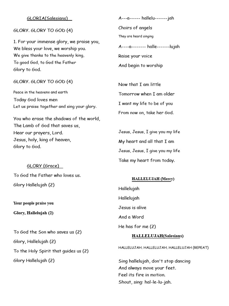 Gloria: Songs of Praise and Worship | PDF | Glory (Religion) | God In ...
