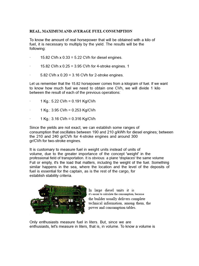 Fuel Consumption by Engine Type and Power | PDF | Engines | Litre