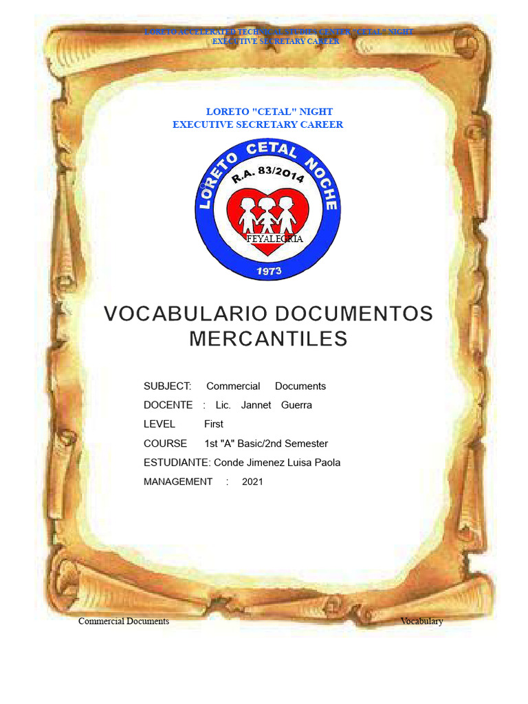 Commercial Documents Vocabulary Guide | PDF | Payments | Banks