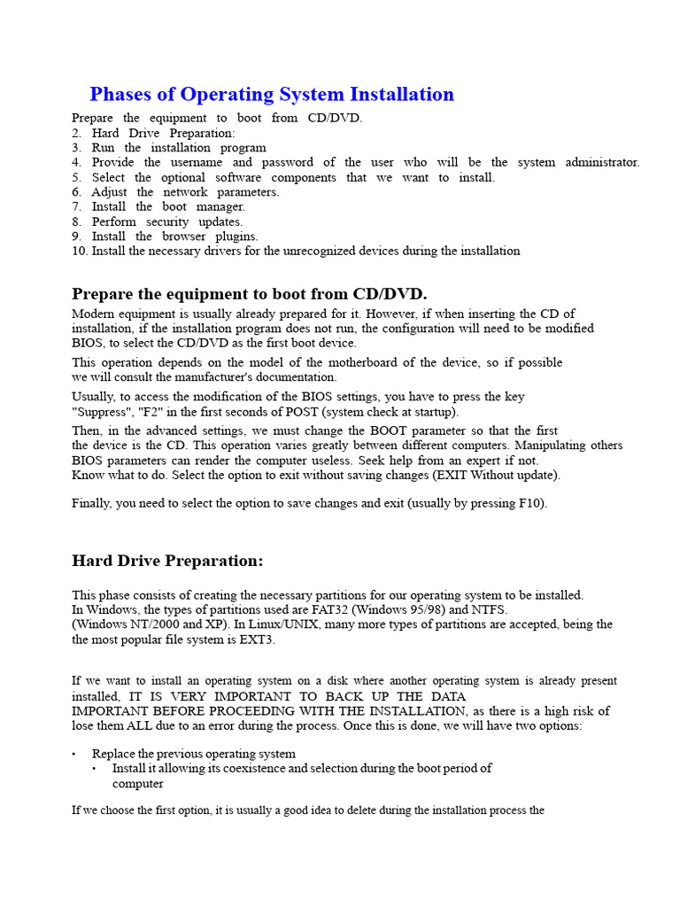Operating System Installation Steps | PDF | Ip Address | Booting