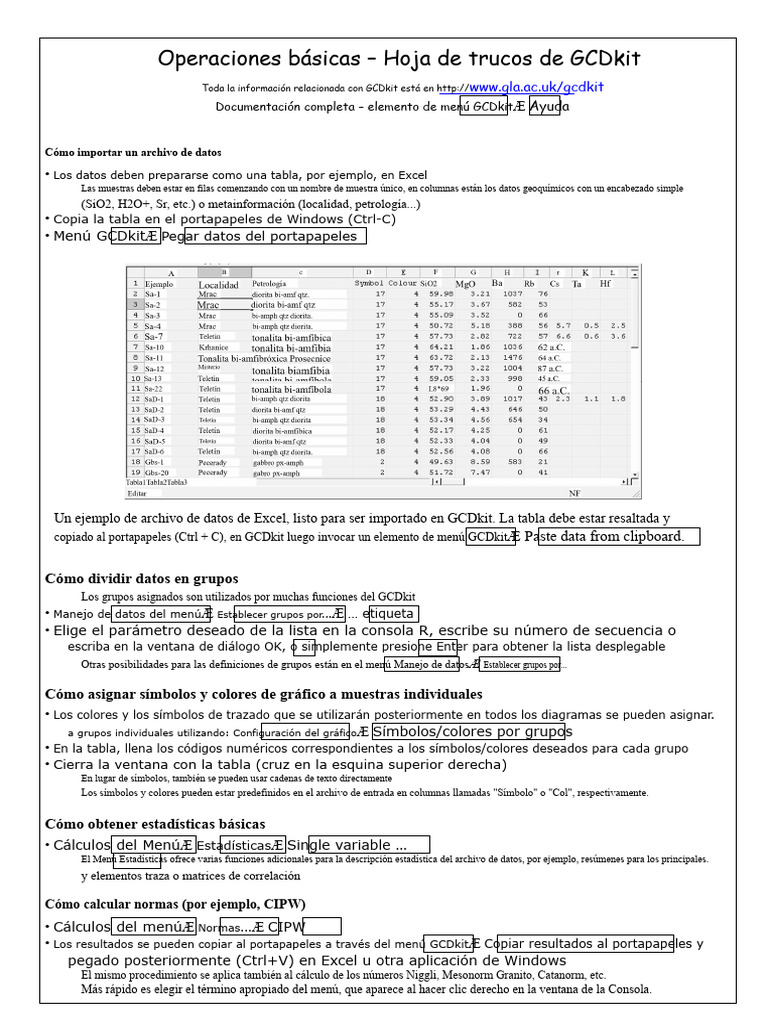 Guía de Operaciones Básicas en GCDkit | PDF | Microsoft Excel | Archivo ...