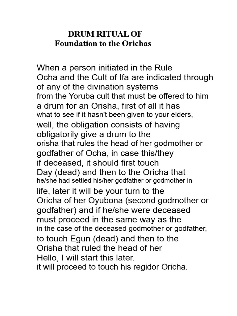 Yoruba Drum Ritual for Orishas | PDF | Godparent | Drink