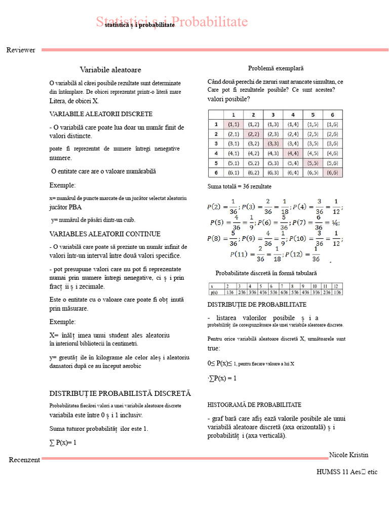 Revizor de Statistici Și Probabilitate | PDF