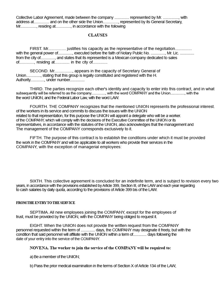 Collective Agreement - Format | PDF | Salary | Employment
