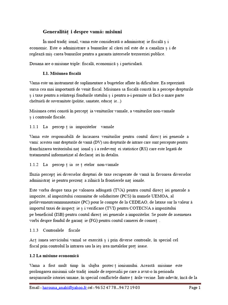 Generalități Despre VAMA | PDF