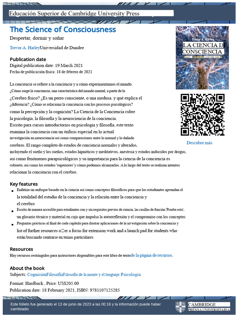 Ciencia y Filosofía de la Conciencia | PDF | Conciencia | Sueño
