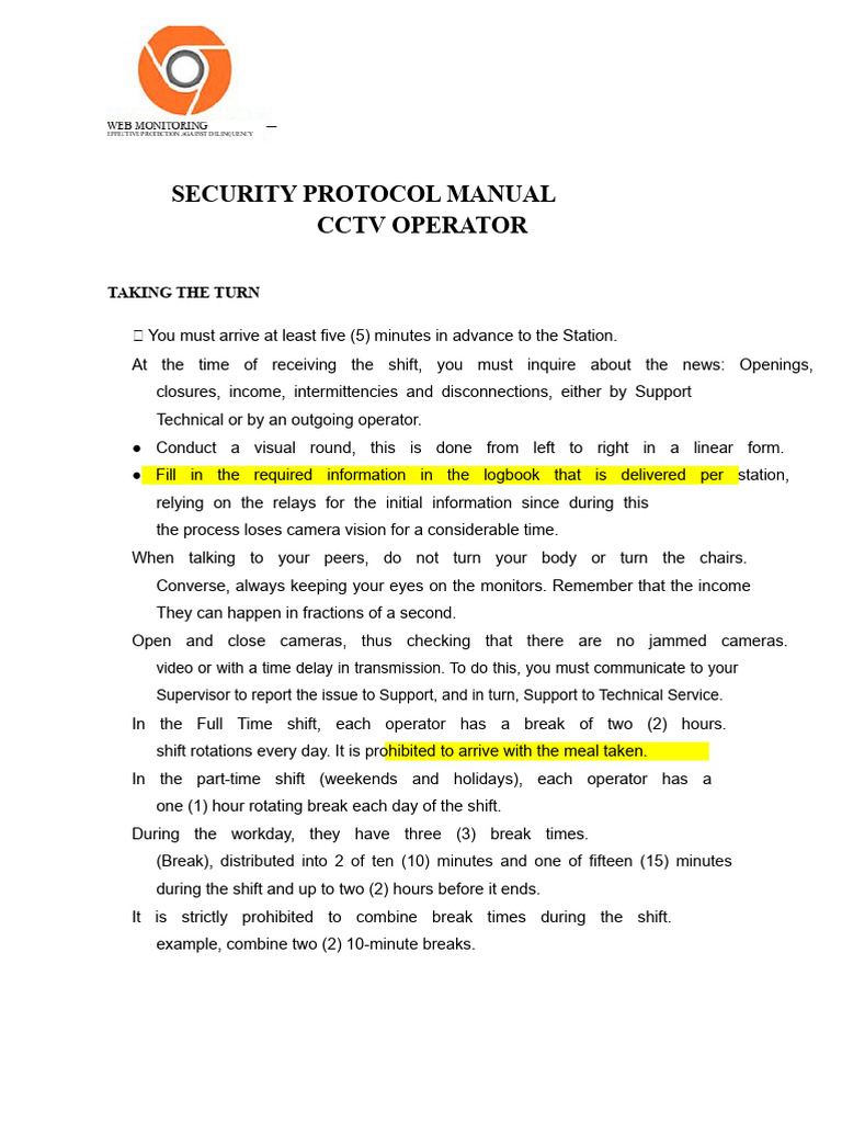 CCTV Operator Security Protocol Guide | PDF