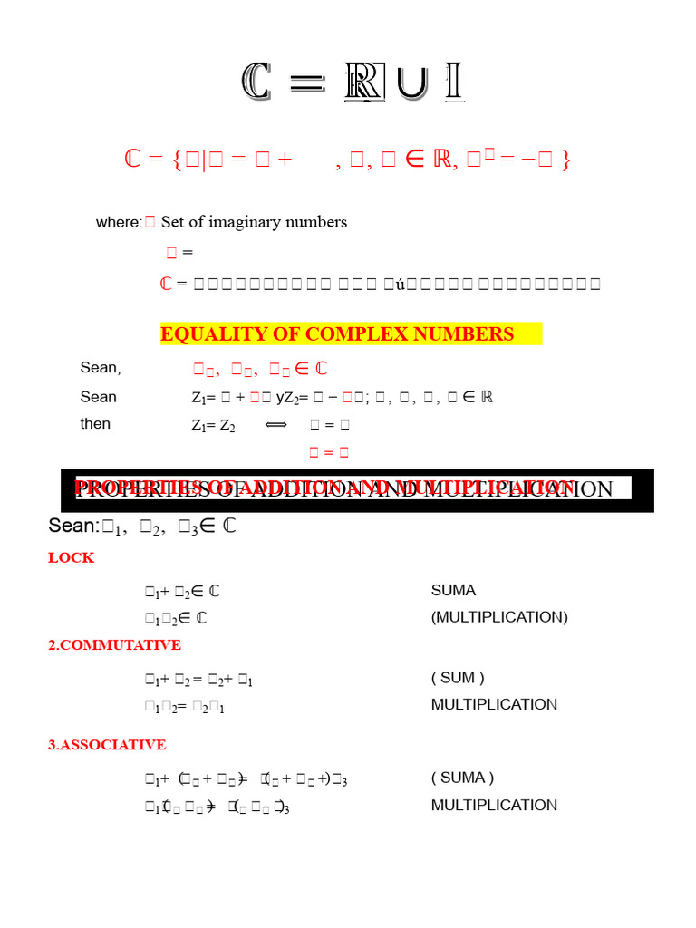 Complex Numbers: Operations & Properties | PDF | Subtraction | Complex ...