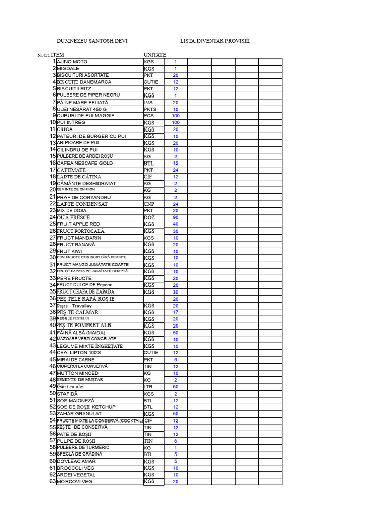 Lista de Inventar Prov | PDF