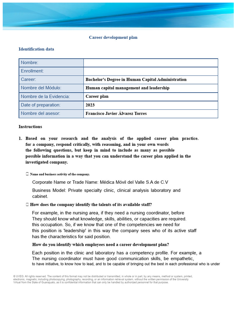 Professional Career Plan UVEG | PDF | Performance Appraisal | Motivation