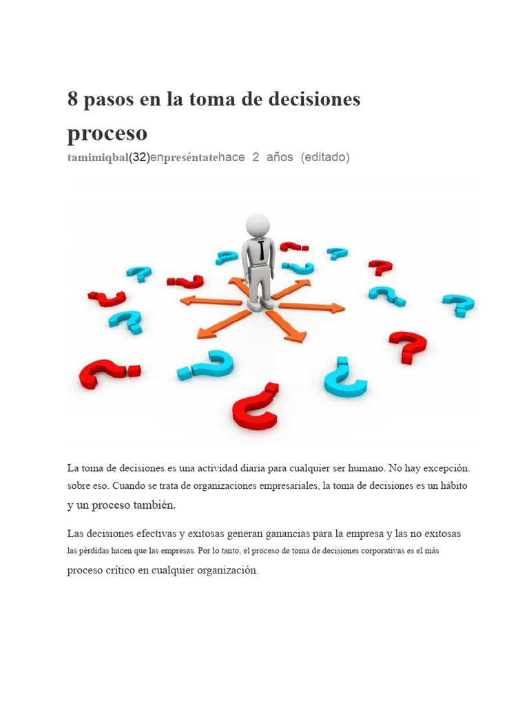 8 Pasos para Tomar Decisiones Efectivas | PDF | Toma de decisiones