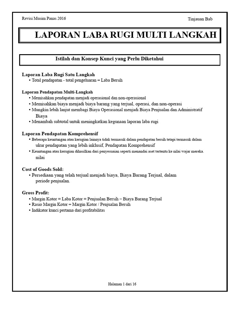 Laporan Laba Rugi Multi-Langkah 2016 | PDF