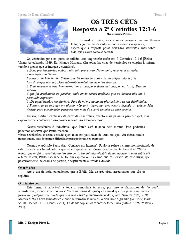Entendendo os Três Céus na Bíblia | PDF | Paraíso | Céu
