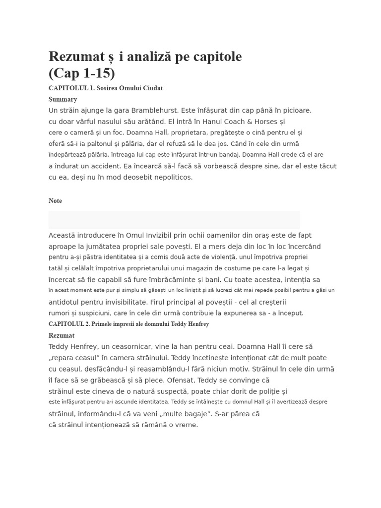 Sumarul Omului Invizibil | PDF