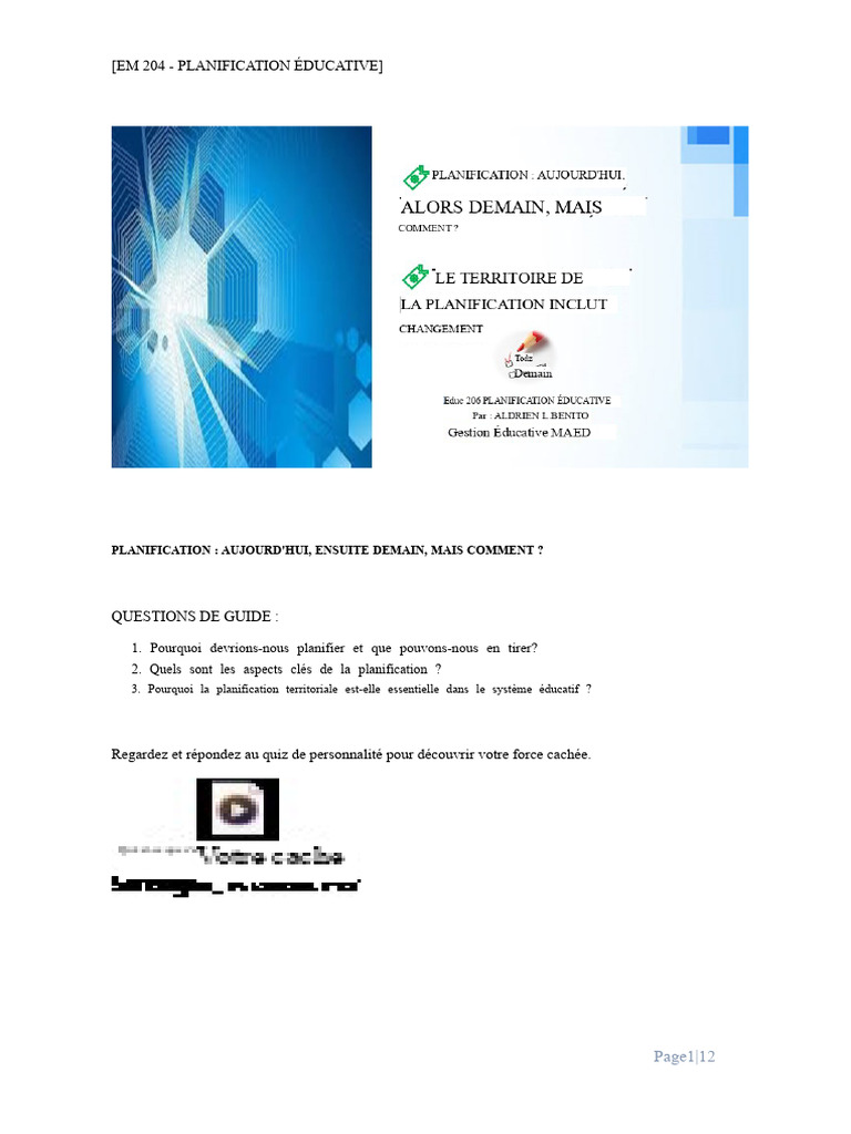 Importance de la Planification Éducative | PDF | Planification ...
