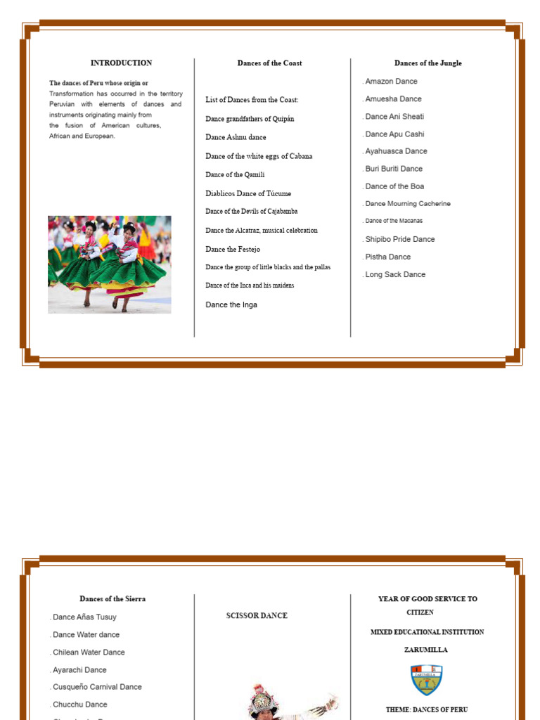 Dances of Peru Mixed Triptych | PDF | Peru | Cultural Anthropology